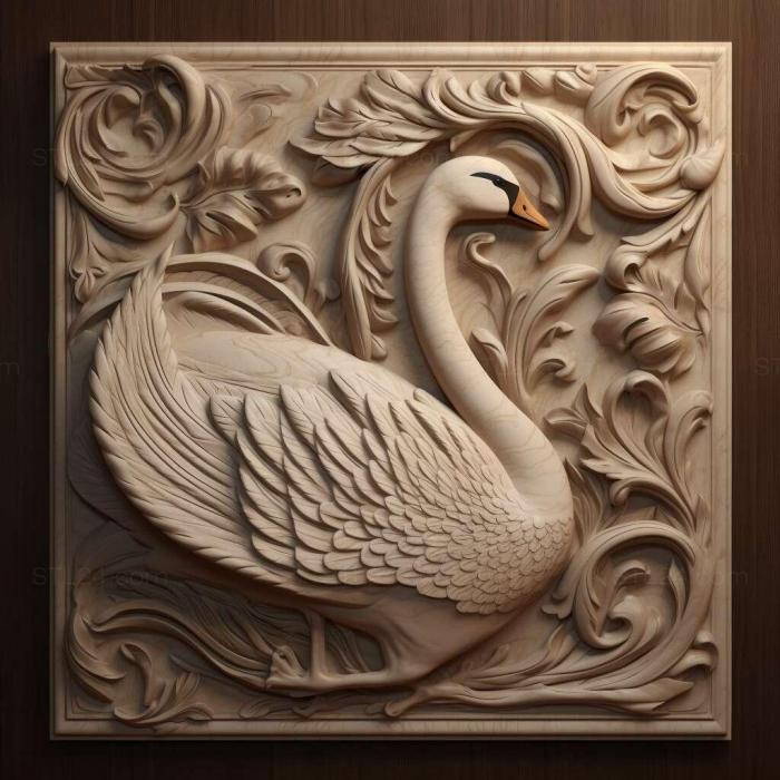 Nature and animals (swan 1, NATURE_5261) 3D models for cnc